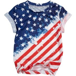 FRYAID 4th of July Shirt Toddler Baby Boys Girls American Flag Patriotic Tshirt Little Kids Cotton Tee Clothes