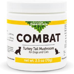 Animal Essentials Combat Turkey Tail Mushroom Supplement for Dogs & Cats - Critical Immune Defense, Supports Cognitive Function, Mushroom Powder Extract, Organic Turkey Tail - 2.5 Oz (Pack of 1)