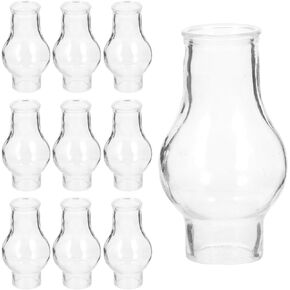 NUOBESTY 10pcs Mini Oil Lamp Chimney Replacement Clear Glass Hurricane Lamps for Oil and Kerosene Lamps