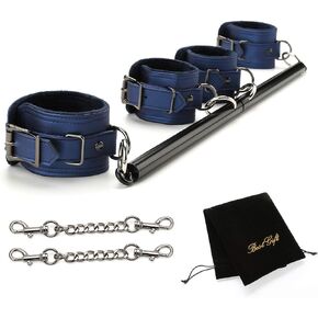 Black Adjustable Spreader Bar Sets, EXREIZST Spreader Bars with 4 Adjustable Fur Blue Straps Sports Training Fitness Gear Home Gyms