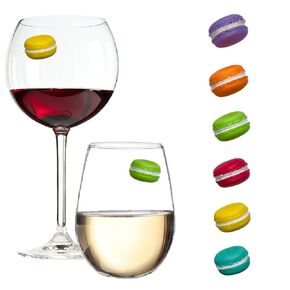 French Maracon Wine Glass Charms - Set of 6 Magnetic Drink Markers for Stemmed or Stemless Glasses by Simply Charmed