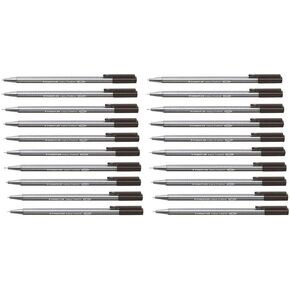 Staedtler Black 0.3mm Triplus Fineliner Fine Line Pens Superfine Dry Safe & Washes Out of Most Textiles (Pack of 20)