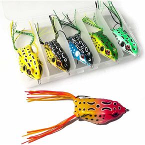 LENPABY 6pcs Topwater Frog Lure Ray Frog Fishing Crankbait Lures Artificial Soft Bait 5.5CM 8G Soft Tube Bait