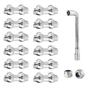 TooTaci 24pcs 1/16" Cable Clamps M2 Duplex Wire Rope Clips,304 Stainless Steel Rope Clamps with Anti-Loosening Lock Nuts,1/16 Wire Rope Fasteners Clamps for Hanging Wire,Garden Wire,Fence Wire