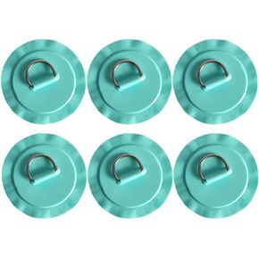 LOOEEL 6 Pack 4.33" Stainless Steel D-Ring Circular Patch for PVC Inflatable Boat Kayak SUP Canoe Deck Surfboard Accessories,NO Glue Include.-Cyan