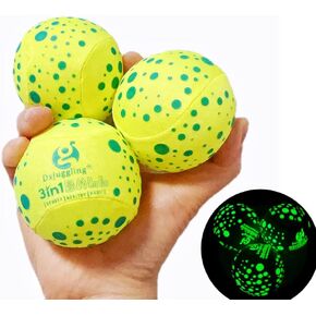 DSJUGGLING Glow in The Dark Juggling Balls, Soft UV & Luminous Reactive Juggling Ball Set - Pack of 3