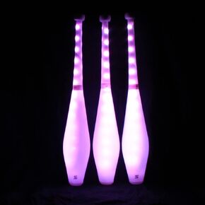 Zeekio - Multi-Color LED Light Up Juggling Clubs - with Charger & Wireless Remote - for Beginners, All Levels - Bright & Vibrant Colors Durable - 20.5"L - Set of 3