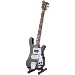 Miniature Guitar with Stand Replica Ornament Black Bass Guitar Replica Model Case Decoration Gift
