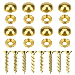 8Pcs Pure Brass Decorative Screws with Caps Mirror Fixing Screw Covers Gold Decorative Bolts Upholstery Tacks Self-Tapping Screws for Furnitures, Paintings, Eyeglasses, Mirrors Fixing and Repairing