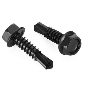 #8 x 1/2" Hex Washer Head Self Drilling Screws Black Finish, 410 Stainless Steel, 100 PCS