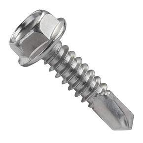 #14 x 1" (3/4" to 3" Available) Hex Washer Head Self Drilling Sheet Metal Screws with Drill Point, Stainless Steel 410, Pack of 50