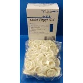 DUKAL TECH-MED Latex Finger Cots Covers Condoms White Small 144/BOX Powder Free Rubber 4423S (Former 4403S)