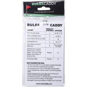 Rules Caddy - Simplify The Rules of Golf - Golf Bag Tag Accessory - Training Aid - Quick Reference Guide - Updated 2024