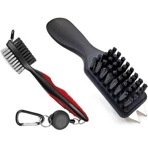 HH-Eason Durable Golf Club Groove Cleaner Brush and Golf Shoes Cleaner Brush Handle Dirt Mud Remover Cleaner Tools Retractable Zip-line Aluminum Carabiner