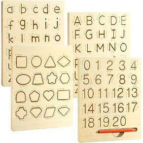 hzsshb Learn to Write - Number & Letter Tracing Boards for Kids Ages 3-8 Wooden Alphabet Learning Montessori 3 Year Old Toddler Writing Tools Beginners - Homeschool Preschool Classroom Must Haves