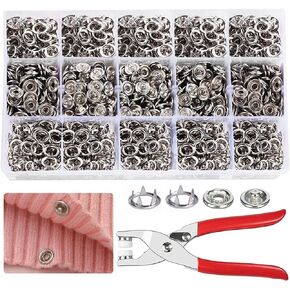 Minestylish 200 Sets Metal Snaps Buttons with Fastener Pliers Press Tool Kit Perfect for DIY Crafts Clothes Hats and Sewing, Snap Button Fasteners Kit for Clothing (Hollow-Colorful / 800 PCS)
