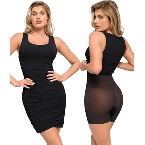 فستان Popilush The Shapewear Dress Ruched - فستان Bodyson بدون أكمام للنساء فستان صيفي in Saudi Arabia