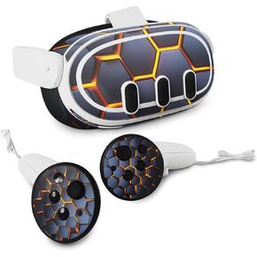 MightySkins Skin Compatible with Meta Quest 3 - Lava Hex | Protective, Durable, and Unique Vinyl Decal wrap Cover | Easy to Apply, Remove, and Change Styles