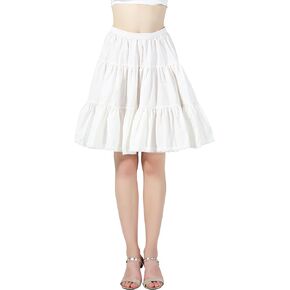 BEAUTELICATE Women 100% Cotton Skirt 3 Tiered A-Line Retro Medieval Skirt