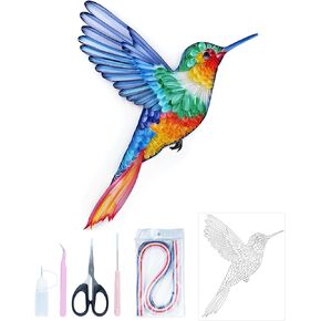 Uniquilling Quilling Kits Paper Quilling Kit for Adults Beginner, 8 * 10in Hummingbird with Paper Quilling Tools& Using Manual, DIY Kits for Adults Paper Filigree Painting Kits Wall Art Decor