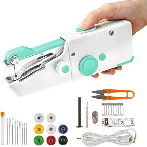 Hand held Sewing Machine, Portable Sewing Machine Handheld for Quick Stitching 33Pcs, Mini Sewing Machine for Beginners Suitable for Home Travel DIY Pattern Mending Clothes, Orange