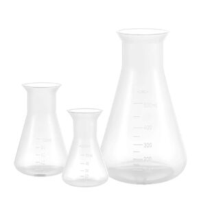 Hemobllo Plastic Erlenmeyer Flask - 3 Pcs Plastic Conical Flask Graduated Erlenmeyer Flask Set Scientific Plastic Flasks for Experiment Laboratory (50ml+100ml+500ml)