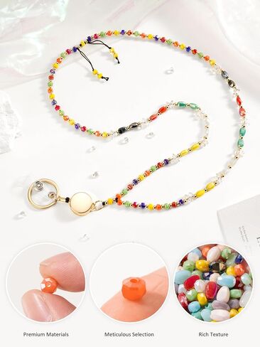 LENYNAL Lanyards for ID Badges and Keys, Retractable Lanyard Durable 3.0 Cream Crystal Beaded Lanyard for Teacher Women in Saudi Arabia
