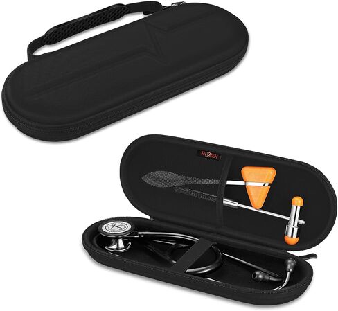 حافظة صلبة لسماعة الطبيب من SKYREH، حقيبة تخزين رفيعة مقاومة للصدمات للسفر لـ 3M Littmann Classic III، 3M Littmann Cardiology IV، خفيفة الوزن II S.E، Omron، ADC، سماعة الطبيب Acoustica MDF (أسود) in Kuwait