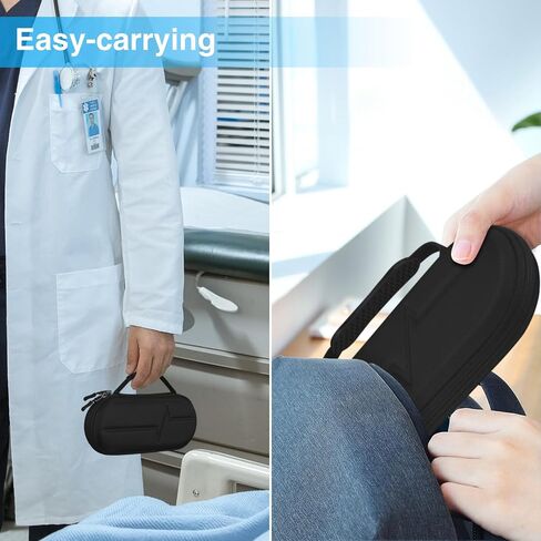 حافظة صلبة لسماعة الطبيب من SKYREH، حقيبة تخزين رفيعة مقاومة للصدمات للسفر لـ 3M Littmann Classic III، 3M Littmann Cardiology IV، خفيفة الوزن II S.E، Omron، ADC، سماعة الطبيب Acoustica MDF (أسود) in Kuwait
