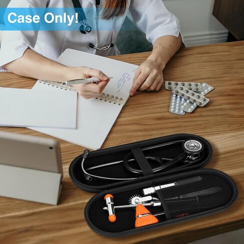 حافظة صلبة لسماعة الطبيب من SKYREH، حقيبة تخزين رفيعة مقاومة للصدمات للسفر لـ 3M Littmann Classic III، 3M Littmann Cardiology IV، خفيفة الوزن II S.E، Omron، ADC، سماعة الطبيب Acoustica MDF (أسود) in Kuwait