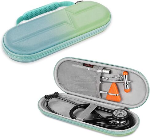 حافظة صلبة لسماعة الطبيب من SKYREH، حقيبة تخزين رفيعة مقاومة للصدمات للسفر لـ 3M Littmann Classic III، 3M Littmann Cardiology IV، خفيفة الوزن II S.E، Omron، ADC، سماعة الطبيب Acoustica MDF (أسود) in Kuwait
