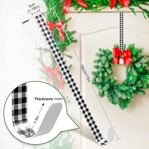 Whaline 2Pcs Christmas Wreath Hanger, 15 Inch Wreath Hangers for Front Door Plaids Xmas Wreath Door Hanger Long Metal Over The Door Wreath Hook Hanger for Xmas Wreath Home Decoration in Saudi Arabia