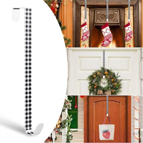 Whaline 2Pcs Christmas Wreath Hanger, 15 Inch Wreath Hangers for Front Door Plaids Xmas Wreath Door Hanger Long Metal Over The Door Wreath Hook Hanger for Xmas Wreath Home Decoration in Saudi Arabia