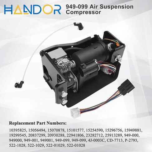 Handor 949-001 949-099 Air Ride Suspension w/Wire Harness Compressor Pump Compatible with 2001-2016 Chevy Tahoe Avalanche Suburban Escalade Yukon XL 1500 Replaces 15254590 4J-0003C 949001 949099 in Saudi Arabia