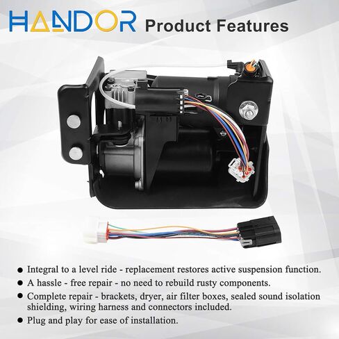 Handor 949-001 949-099 Air Ride Suspension w/Wire Harness Compressor Pump Compatible with 2001-2016 Chevy Tahoe Avalanche Suburban Escalade Yukon XL 1500 Replaces 15254590 4J-0003C 949001 949099 in Saudi Arabia