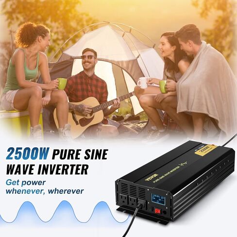 VEVOR Pure Sine Wave Inverter, 5000 Watt, Power Inverter, DC 12V to AC 120V Car Inverter, with LCD Display, USB Port and Remote Controller, Power Converter for Car RV Truck Solar System Travel Camping in Saudi Arabia
