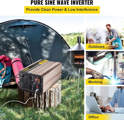 VEVOR Pure Sine Wave Inverter, 5000 Watt, Power Inverter, DC 12V to AC 120V Car Inverter, with LCD Display, USB Port and Remote Controller, Power Converter for Car RV Truck Solar System Travel Camping in Saudi Arabia
