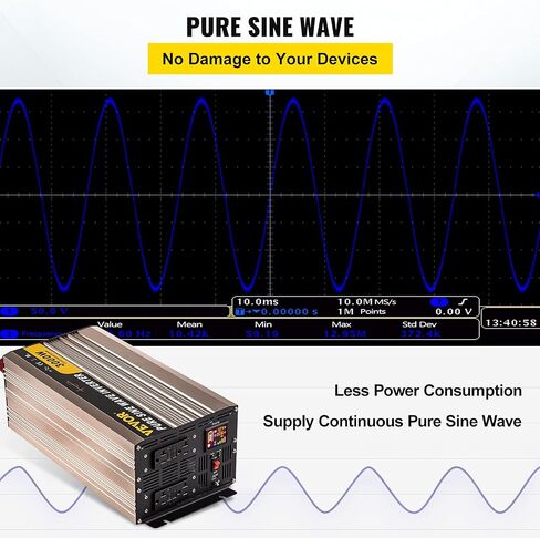 VEVOR Pure Sine Wave Inverter, 5000 Watt, Power Inverter, DC 12V to AC 120V Car Inverter, with LCD Display, USB Port and Remote Controller, Power Converter for Car RV Truck Solar System Travel Camping in Saudi Arabia