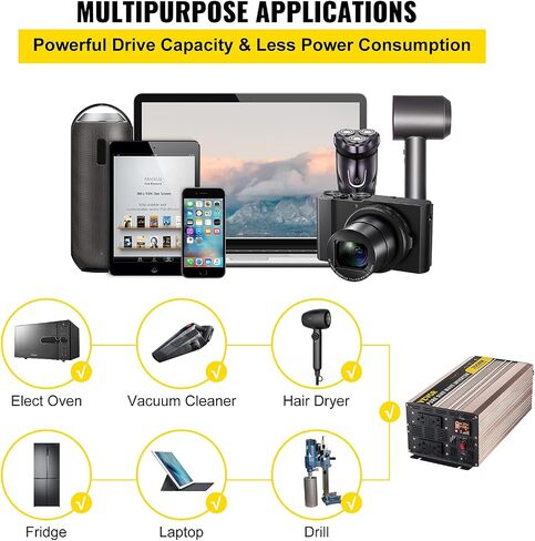 VEVOR Pure Sine Wave Inverter, 5000 Watt, Power Inverter, DC 12V to AC 120V Car Inverter, with LCD Display, USB Port and Remote Controller, Power Converter for Car RV Truck Solar System Travel Camping in Saudi Arabia