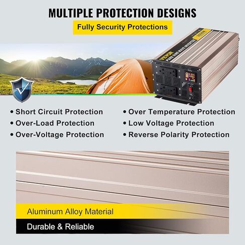 VEVOR Pure Sine Wave Inverter, 5000 Watt, Power Inverter, DC 12V to AC 120V Car Inverter, with LCD Display, USB Port and Remote Controller, Power Converter for Car RV Truck Solar System Travel Camping in Saudi Arabia