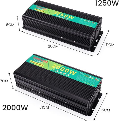 محول طاقة بموجة جيبية نقية 2000 واط، تيار مستمر 48 فولت إلى تيار متردد 110 فولت، محول طاقة السيارة مع شاشة LED رقمية للسيارة RV والنظام الشمسي المنزلي والطوارئ (2000 واط، 48 فولت) in Kuwait