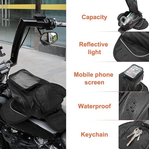 Motoforti Universal Motorcycle Magnetic Tank Bag Fuel Saddlebag with 7 Inch Bag with Strap Black in Saudi Arabia