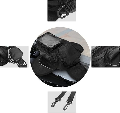 Motoforti Universal Motorcycle Magnetic Tank Bag Fuel Saddlebag with 7 Inch Bag with Strap Black in Saudi Arabia