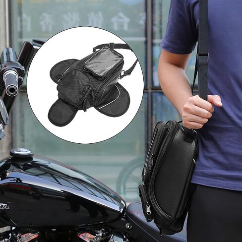 Motoforti Universal Motorcycle Magnetic Tank Bag Fuel Saddlebag with 7 Inch Bag with Strap Black in Saudi Arabia
