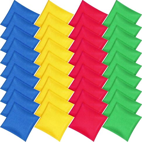 Foilswirl 36 Pieces 5" x 5" Nylon Bean Bags for Tossing Colorful Cornhole Bean Bags Set for Kids Hand Tossing Game Family Games Tossing Beanbags for Cornhole Party Supplies (Vivid Color,Classic) in Saudi Arabia