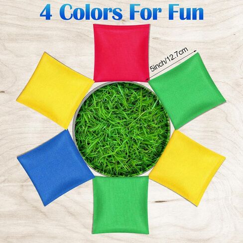 Foilswirl 36 Pieces 5" x 5" Nylon Bean Bags for Tossing Colorful Cornhole Bean Bags Set for Kids Hand Tossing Game Family Games Tossing Beanbags for Cornhole Party Supplies (Vivid Color,Classic) in Saudi Arabia