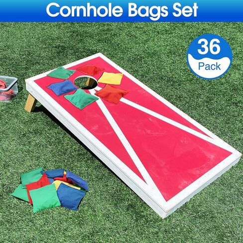 Foilswirl 36 Pieces 5" x 5" Nylon Bean Bags for Tossing Colorful Cornhole Bean Bags Set for Kids Hand Tossing Game Family Games Tossing Beanbags for Cornhole Party Supplies (Vivid Color,Classic) in Saudi Arabia