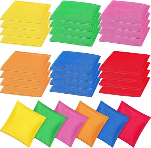 Foilswirl 36 Pieces 5" x 5" Nylon Bean Bags for Tossing Colorful Cornhole Bean Bags Set for Kids Hand Tossing Game Family Games Tossing Beanbags for Cornhole Party Supplies (Vivid Color,Classic) in Saudi Arabia