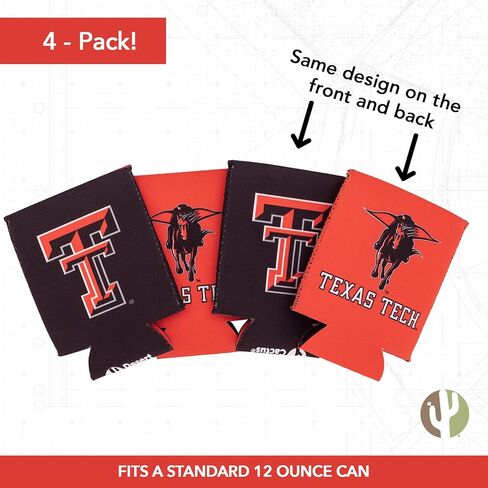 علبة عازلة لمشروبات جامعة تكساس التقنية من صبار الصحراء، 4 عبوات من حامل المشروبات الرغوية TTU Red Raiders (4 عبوات) in Saudi Arabia
