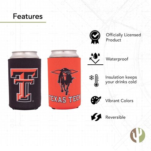 علبة عازلة لمشروبات جامعة تكساس التقنية من صبار الصحراء، 4 عبوات من حامل المشروبات الرغوية TTU Red Raiders (4 عبوات) in Saudi Arabia